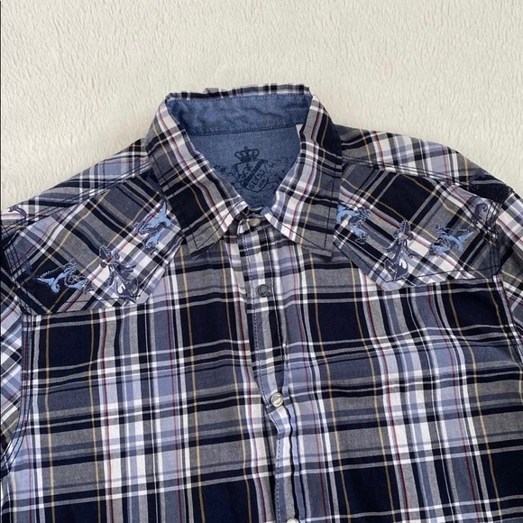 Guess Plaid Snap button up shirt size Small - Picture 2 of 7